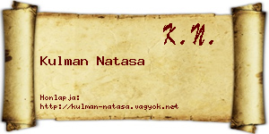 Kulman Natasa névjegykártya